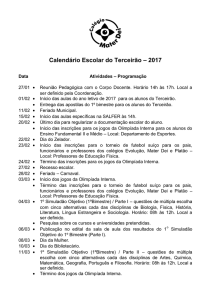 Calendário Escolar de 1ª e 2ª