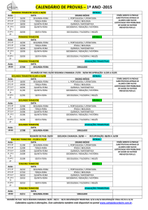 CALENDÁRIO DE PROVAS – 1º ANO -2015