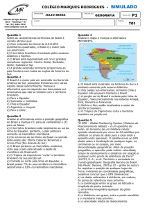 Simulado P1 Geografia - Colégio Marques Rodrigues