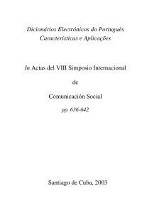 Dicionários Electrónicos do Português Características e Aplicações