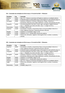 Conteúdos das Avaliações de 28 de março a 1º de abril de 2016