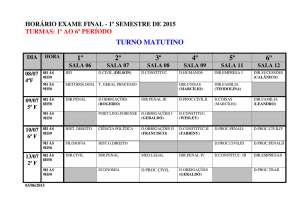 horário exame final - 1º semestre de 2015 turmas: 1º ao