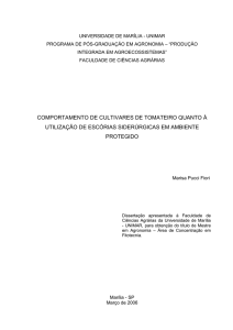 comportamento de cultivares de tomateiro quanto à