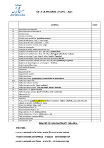 LISTA DE MATERIAL 8º ANO