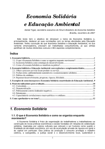 Economia Solidária e Educação Ambiental