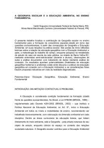 a geografia escolar e a educação ambiental no ensino fundamental