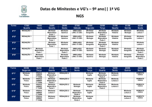 Datas de Minitestes e VG`s – 9º ano|| 1ª VG NGS