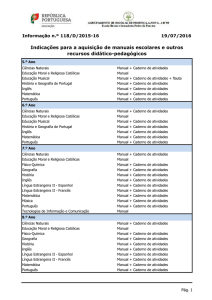 Indicações para a aquisição de manuais escolares e outros