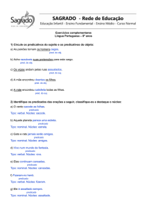 Exercícios complementares Língua Portuguesa – 8º anos 1) Circule