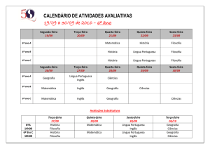 CALENDÁRIO DE ATIVIDADES AVALIATIVAS 19/09 a 30/09 de