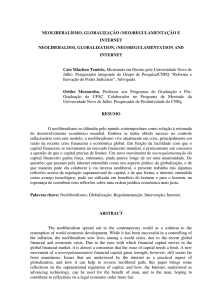 1 NEOLIBERALISMO, GLOBALIZAÇÃO (NEO)REGULAMENTAÇÃO