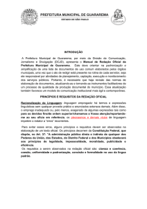 INTRODUÇÃO A Prefeitura Municipal de Guararema, por meio da