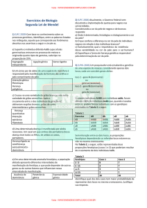 Exercícios de Biologia Segunda Lei de Mendel