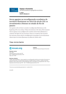 Novos agentes na reconfiguração econômica do território