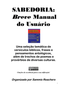 SABEDORIA: Breve Manual do Usu¡rio - ESCOLA-EBD