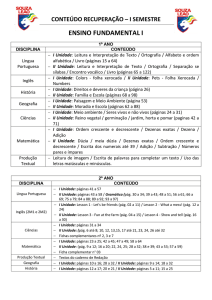 conteúdo recuperação – i semestre ensino fundamental i