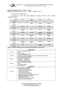 Cronograma de provas – AV2 – 3ª etapa – Vespertino