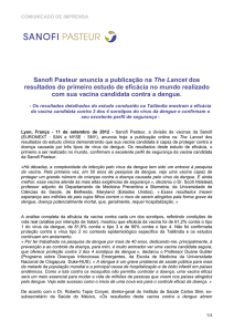 Sanofi Pasteur anuncia a publicação na The Lancet dos resultados