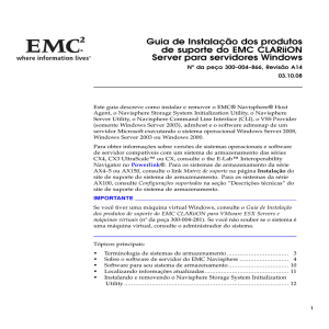 Guia de Instalação dos produtos de suporte do EMC