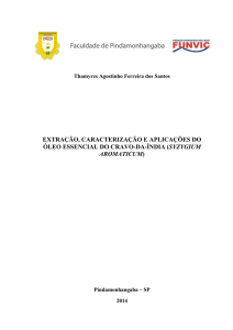 extração, caracterização e aplicações do óleo essencial