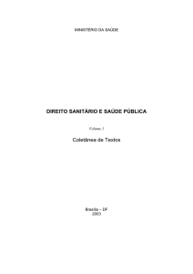 DIREITO SANITÁRIO E SAÚDE PÚBLICA Coletânea de
