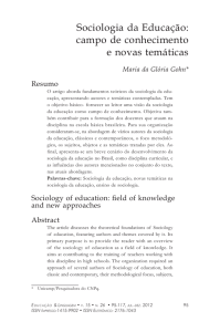 Sociologia da Educação: campo de conhecimento e novas temáticas