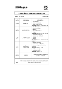 CALENDÁRIO DE PROVAS BIMESTRAIS