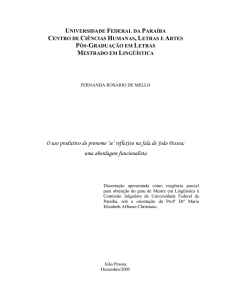 O uso produtivo do pronome `se` reflexivo na fala de - TEDE