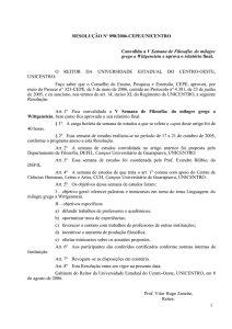 RESOLUÇÃO Nº 098/2006-CEPE/UNICENTRO Convalida a V