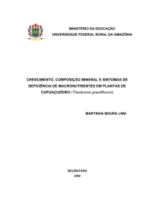 CRESCIMENTO, COMPOSIÇÃO MINERAL E SINTOMAS DE