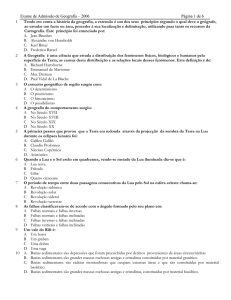 Exame de Admissão de Geografia – 2006 Página 1 de 6 1 Tendo