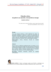 Filosofia crítica: da palavra ao martelo e do martelo ao tacape