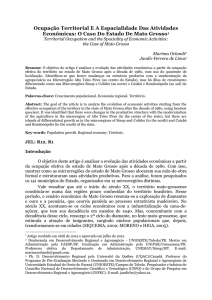 Ocupação Territorial E A Espacialidade Das Atividades