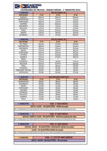 calendário de provas - ensino médio