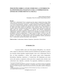 percepções sobre o ato de conhecer e a contribuição da