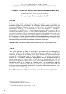 Arqueologia da arquitetura: contribuição nos projetos de restauro e