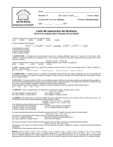 Lista de exercícios de Química - PROF. RICARDO HONDA