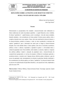 reflexões sobre as políticas de desenvolvimento rural no