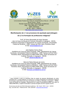 Manifestação da L1 nos processos de aquisição