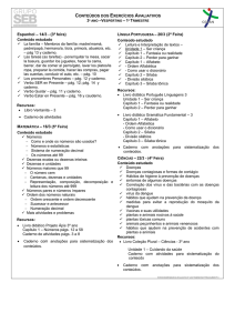 CONTEÚDOS DOS EXERCÍCIOS AVALIATIVOS Espanhol – 14/3