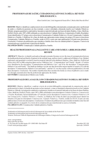 PROFISSIONAIS DE SAÚDE, CUIDADOS PALIATIVOS E FAMÍLIA