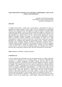 JOGO PEDAGÓGICO, BRASIL E SUA DINÂMICA TERRITORIAL