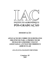 Aplicação de cobre em substratos orgânicos para a produção