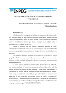 TRABALHANDO O CONCEITO DE TERRITÓRIO NO ENSINO