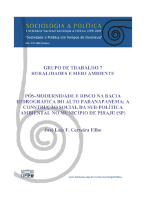 SOCIOLOGIA AMBIENTAL E PÓS-MODERNIDADE: