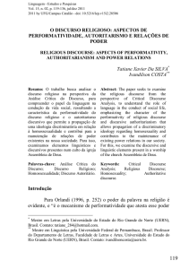 O DISCURSO RELIGIOSO: ASPECTOS DE PERFORMATIVIDADE