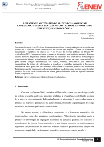 letramento matemático de alunos dos anos iniciais empregando