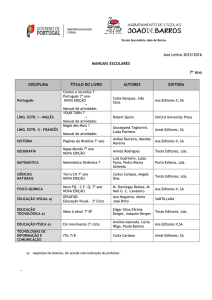 Ano Letivo 2015/2016 MANUAIS ESCOLARES 7º Ano DISCIPLINA