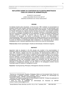 reflexões sobre os conteúdos de filosofia ministrados para os cursos