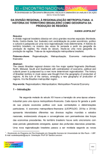 da divisão regional à regionalização metropolitana